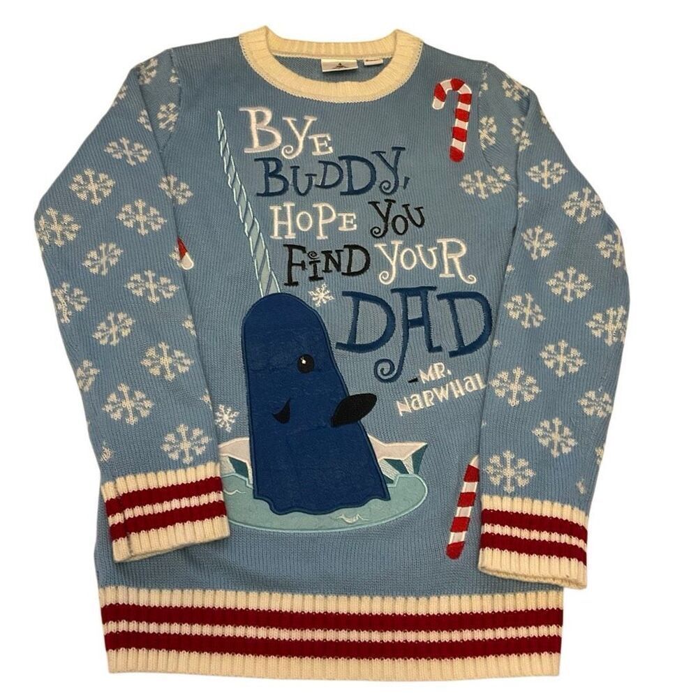 Mr Narwhal Buddy the Elf Ugly Christmas Sweater, XS.